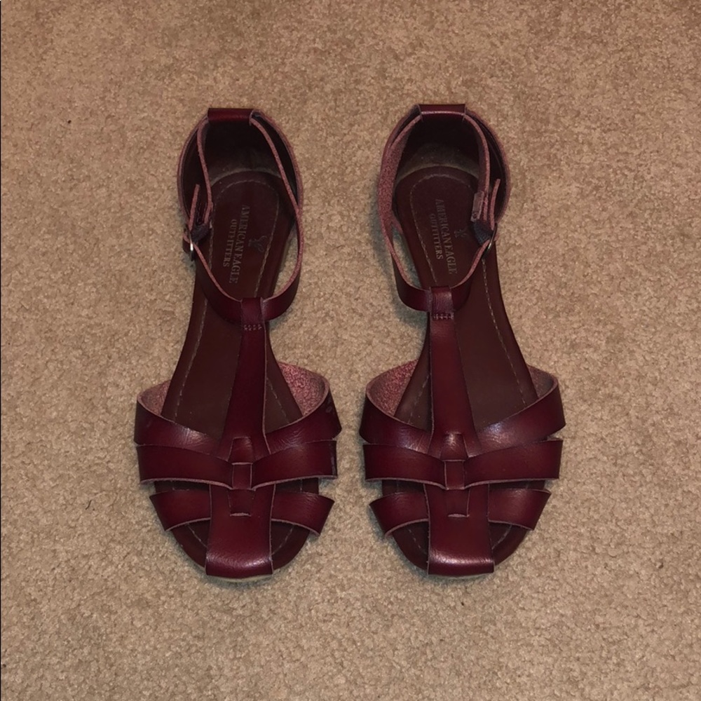 Brownish burgundy sandals